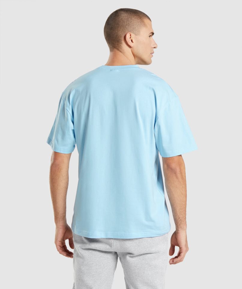 Men's Gymshark Essential Oversized T-Shirts Light Blue | NZ 3IGLHR